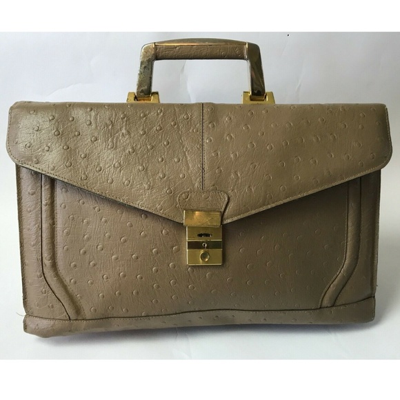 Vintage Handbags - Vtg Amelia Berko Camel Leather Envelope Briefcase